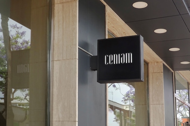 Logo Mockup Modern Black Hang Sign