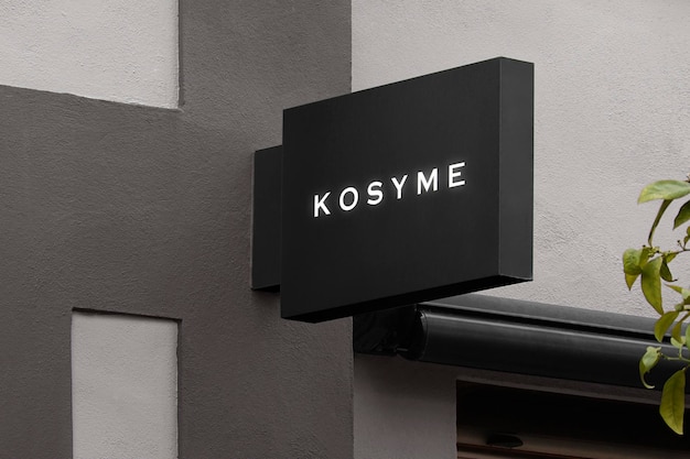 Logo Mockup Modern Black Hanging Wall Sign