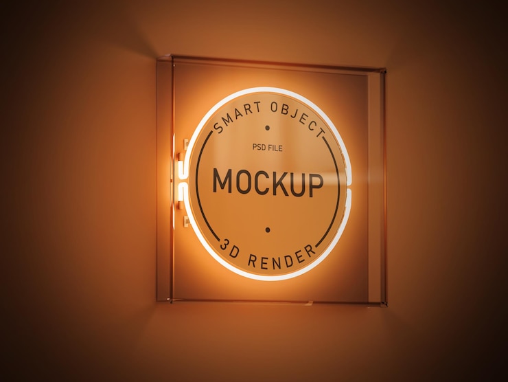 PSD logo mockup modern facade sign