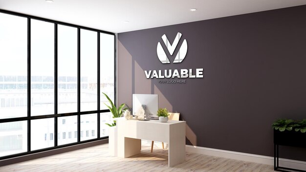 Logo mockup in modern office manager room