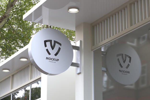 PSD logo mockup modern on white sign