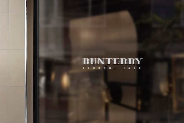 Logo Mockup Modern Window Sign 베이지 벽