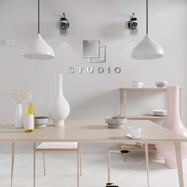 Sala riunioni con parete nera per ufficio mockup logo psd premium