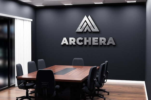 Logo Mockup Office Black Wall Meeting Room