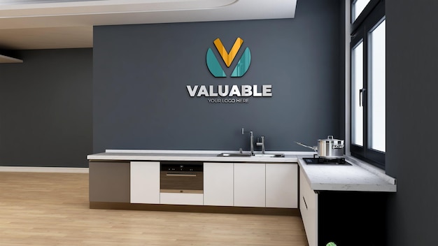 logo mockup in the office kitchen wall