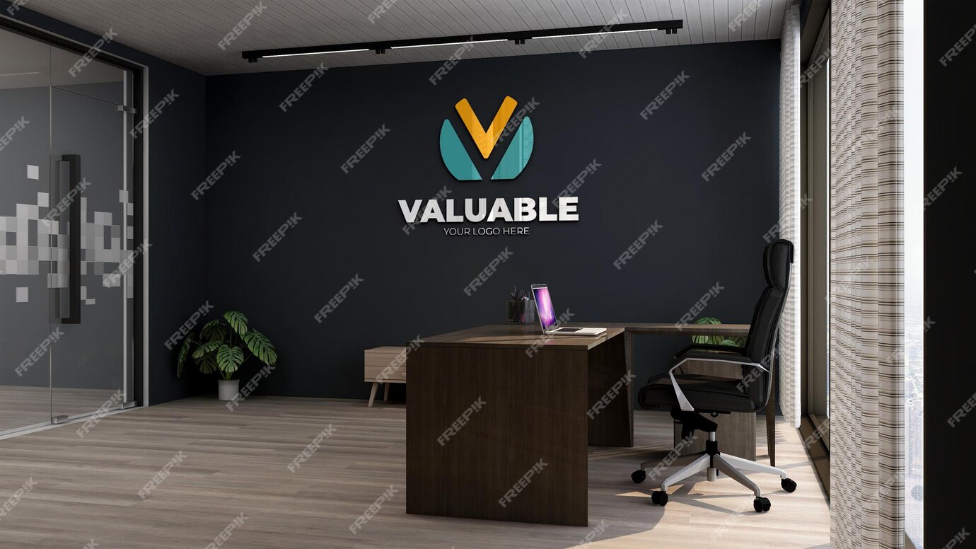 Premium PSD | Logo mockup in the office manager wall