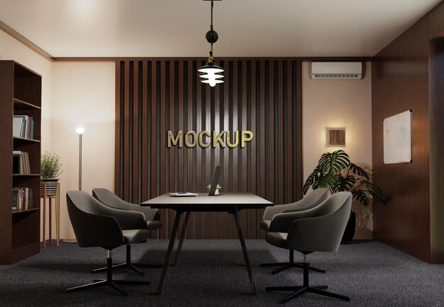 Logo mockup in an office meeting room