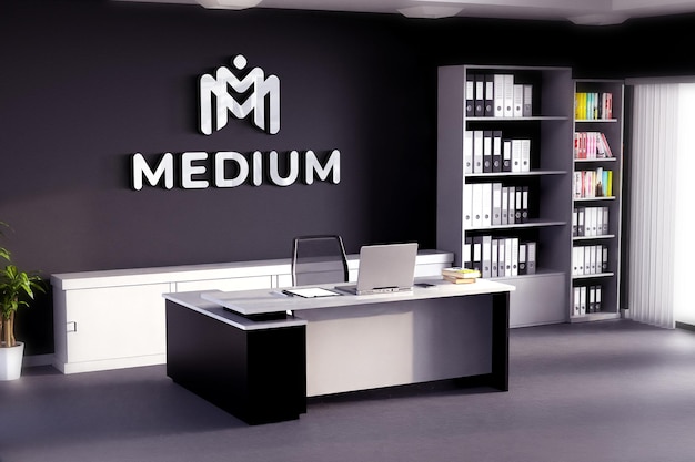 Logo Mockup Office Room Black Wall