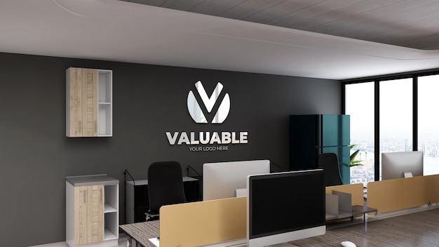 logo mockup in office workplace business room