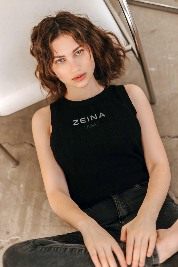 PSD logo mockup op een zwarte tank top
