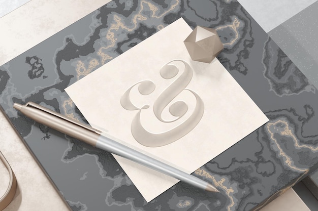 Logo mockup op geweven vierkant papier met 3d-rendering