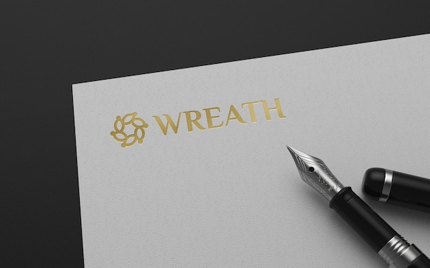 Logo mockup op papier met vulpen