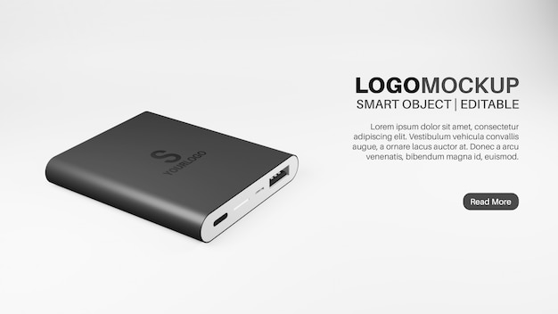 Logo mockup op powerbank