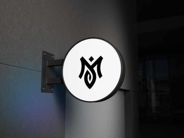Logo mockup op zwarte muur