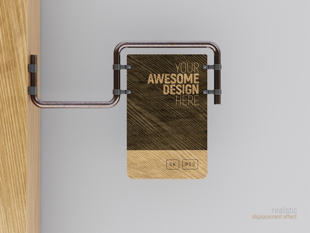 Logo mockup sull'insegna della parete in legno all'aperto