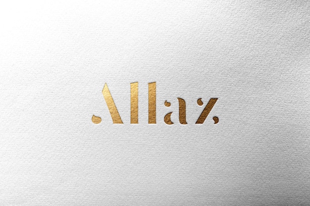 PSD logo mockup paper gold