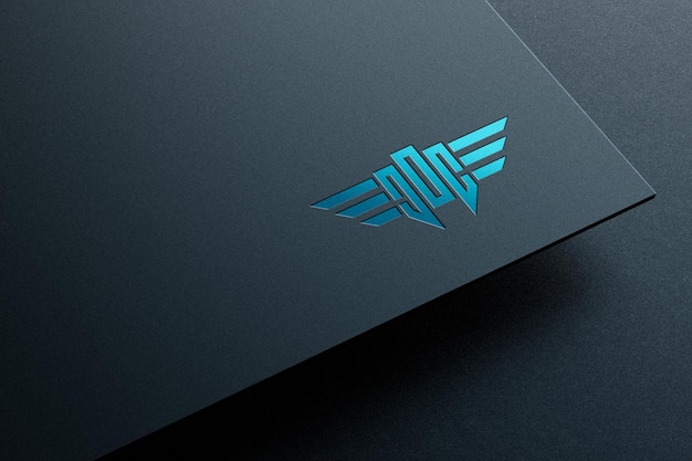 Logo mockup su carta con effetto tipografica spot uv