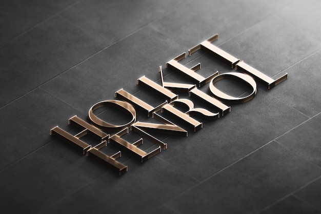 Logo mockup perspective 3d gold