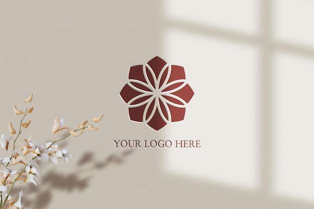 Logo mockup presentation on paper texture