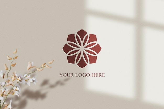 PSD logo mockup presentation on paper texture