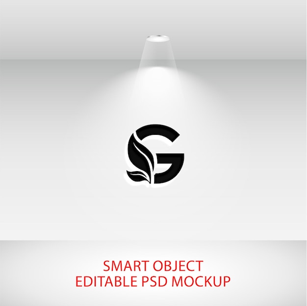 PSD ロゴモックアップ (psd) ホワイトウォールモックアップ