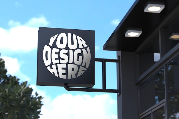 Logo mockup rectangle with lifted sign