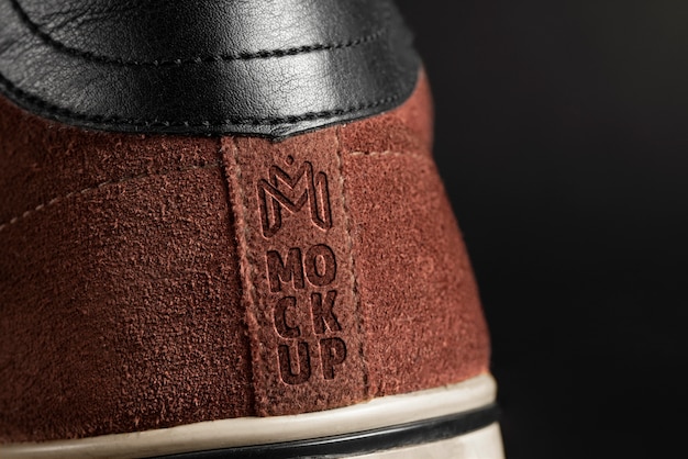 PSD logo mockup on shoe tongue