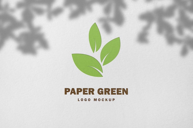 PSD logo mockup stampaggio su carta bianca con ombra nel rendering 3d