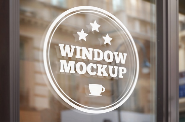 Logo mockup sulla vetrina del negozio