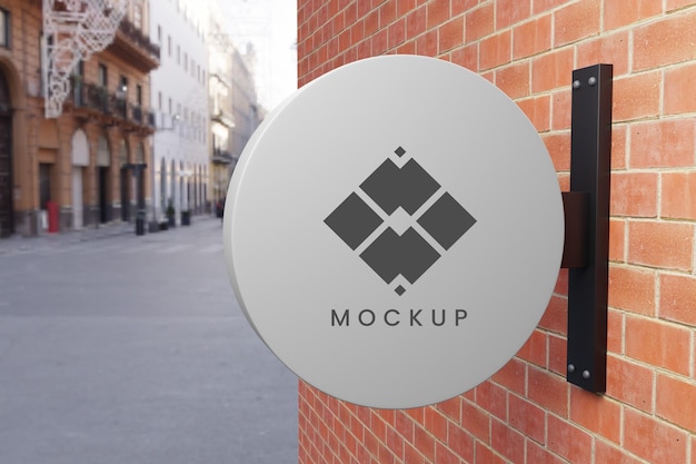 Logo mockup teken minimalistisch op straat bouwen