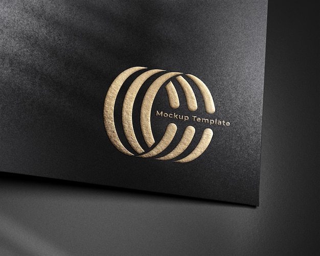 Modello di mockup logo stile oro e argento su carta nera