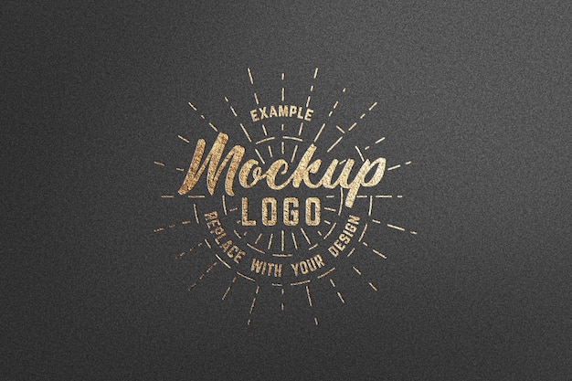 PSD logo mockup textured luxury gold