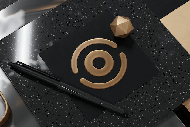 Logo mockup on textured square paper with 3d rendering