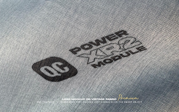 PSD logo mockup on vintage fabric