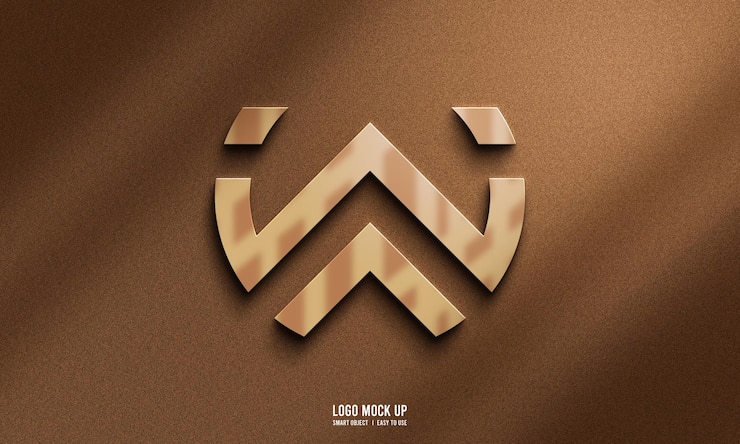 PSD logo mockup on wall grain