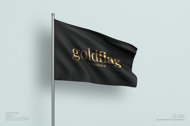 PSD logo mockup on waving flag