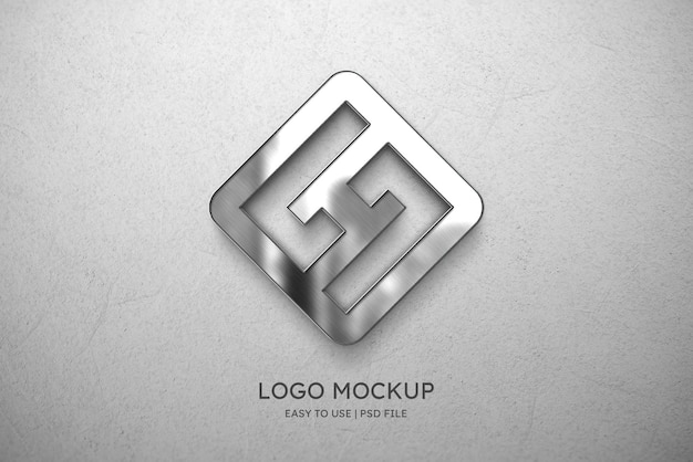 Logo mockup on white concrete wall