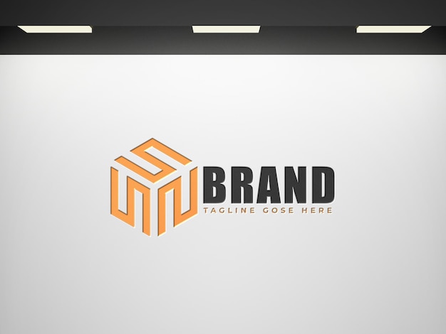 PSD logo mockup white corporate office background