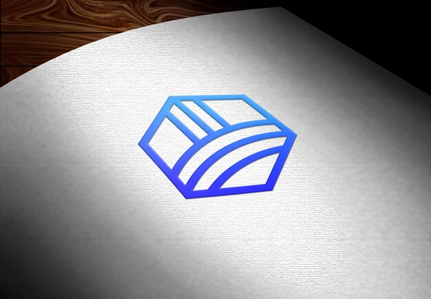 PSD logo mockup on white curved paper