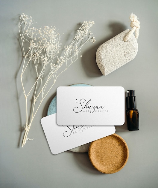 logo mockup on white front side business card