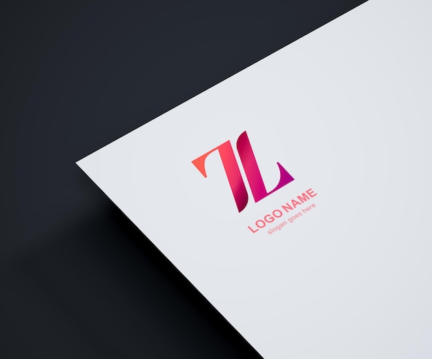 Logo mockup on white paper and dark background