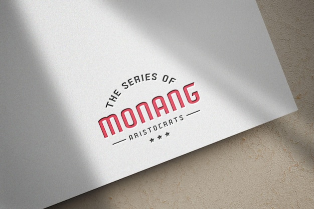 PSD logo mockup on white paper with debossed effect