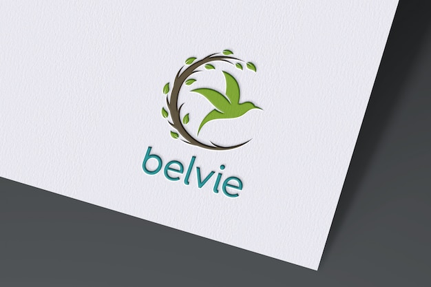 PSD logo mockup on white paper