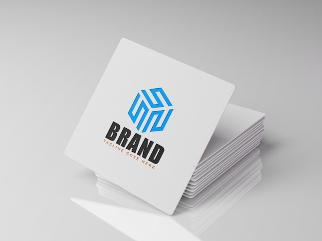Logo mockup white square card clean background