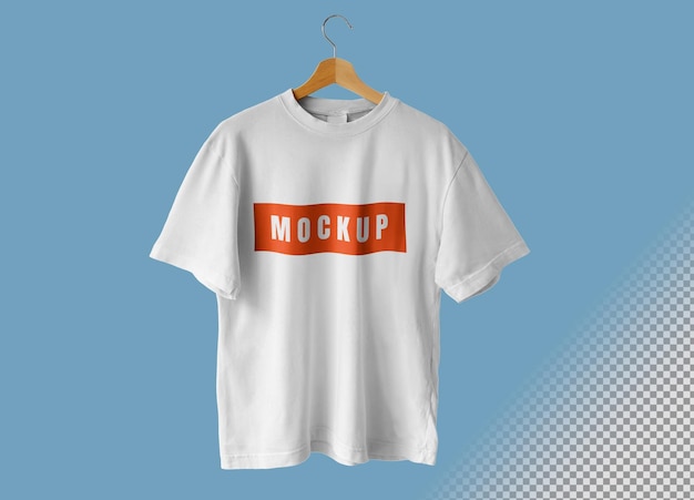 Logo mockup on white tshirt with hanger