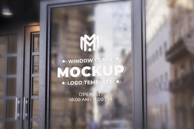 Logo Mockup Window Glass Sticker Realistic