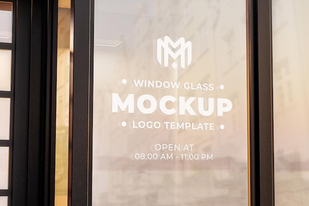Logo mockup window glass sticker