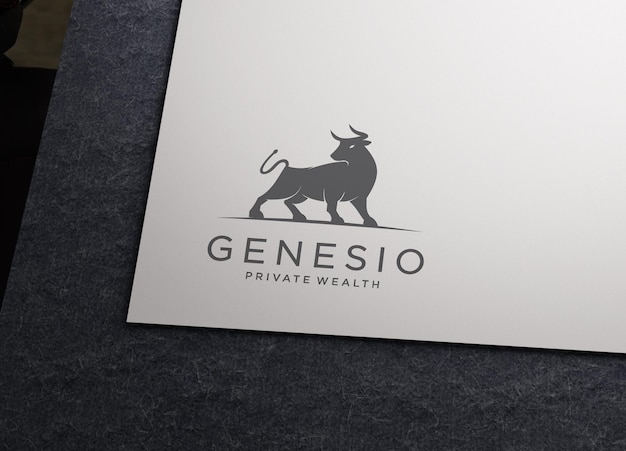 PSD logo mockup with debossed style on a paper