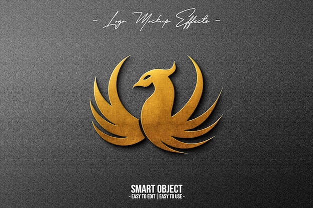 logo mockup with gold phoenix