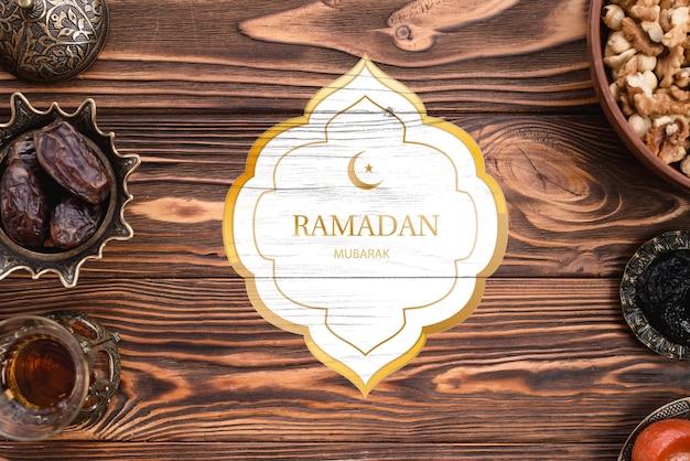 PSD logo mockup con il concetto di ramadan